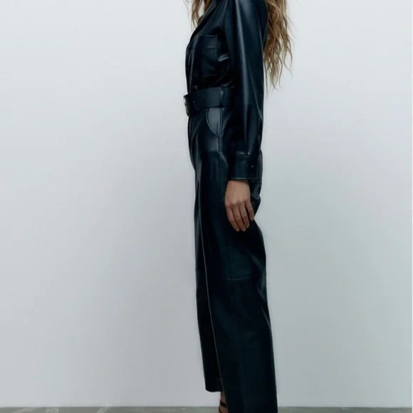 Zara Navy Belted Jumpsuit - Picture 5 of 10